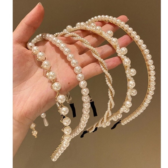Luxe Faux Pearl Minimalist Headband Set main image 5